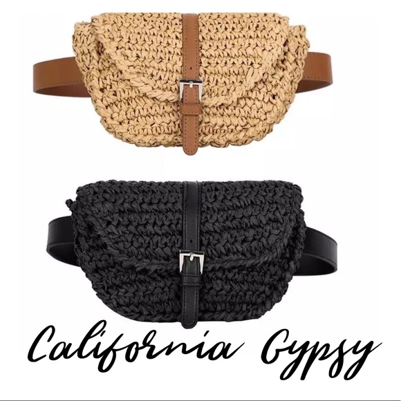 Bohemian woven raffia fanny pack bag - Picture 3 of 5